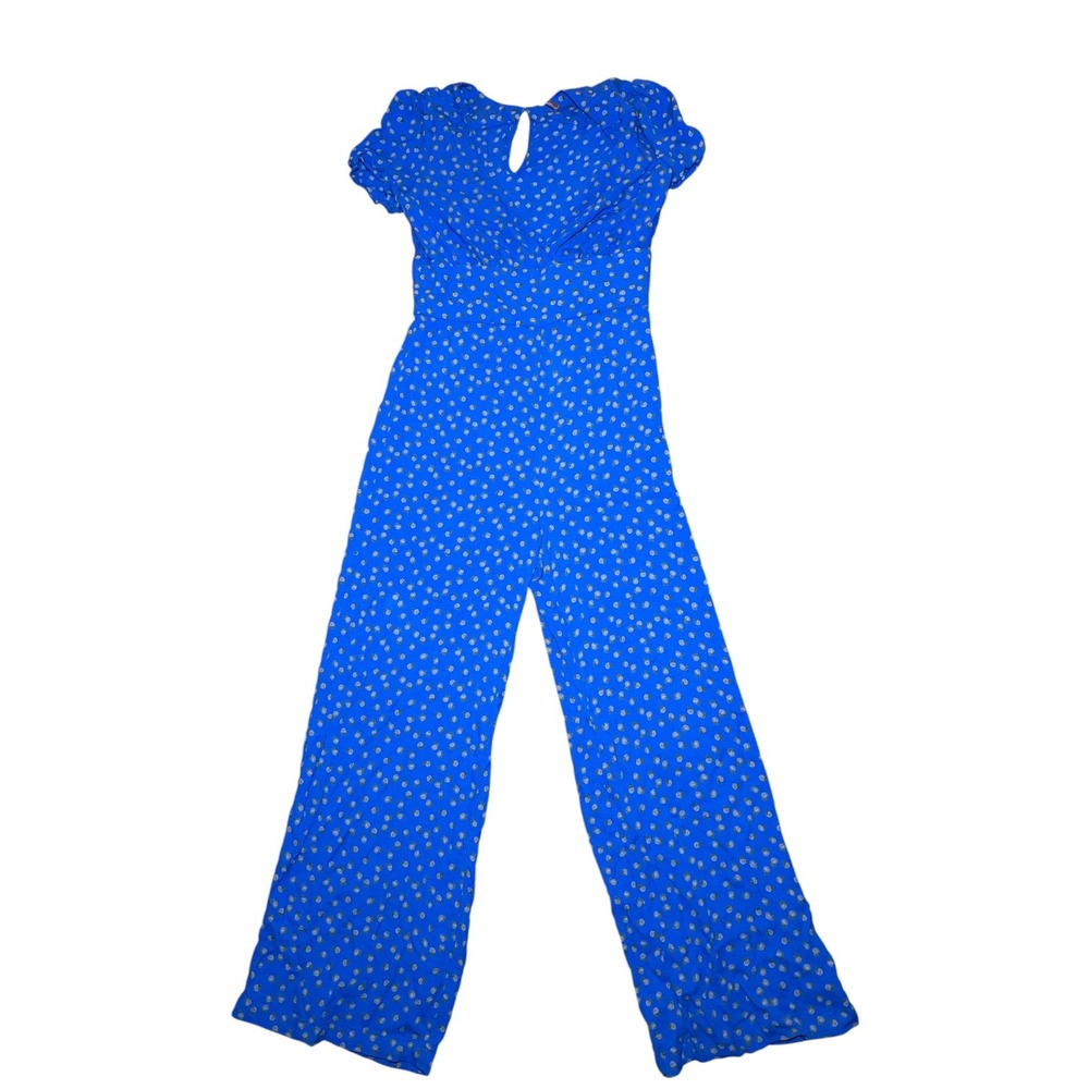 Free People Cobalt Blue Polka Dot Wide-Leg Jumpsuit - Picture 4 of 12